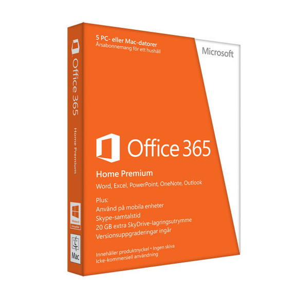 Microsoft Office 365 Home Premium Retail Swe- Abonnemangslicens ( 1 år ) - upp till 5 datorer - Elekronisk leverans