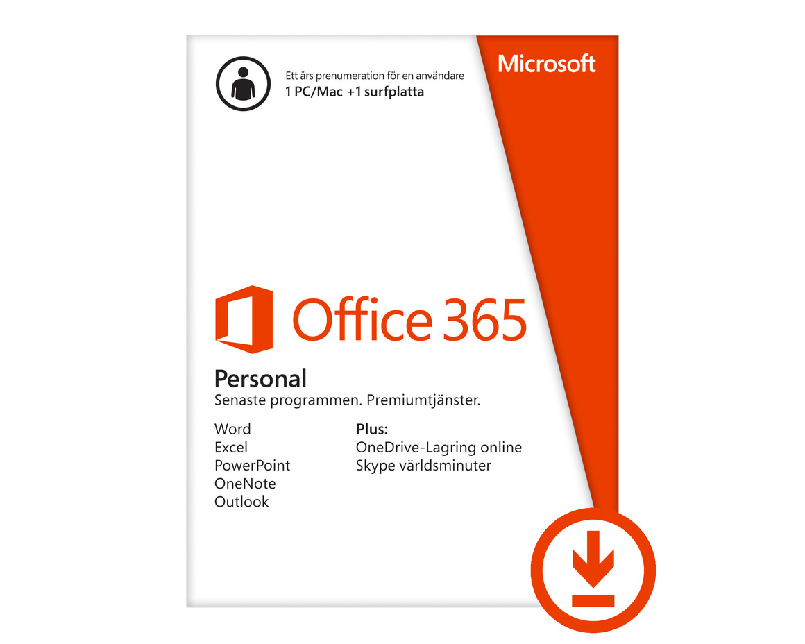 Microsoft Office 365 Personal 1 Lic. - Elektronisk lev.