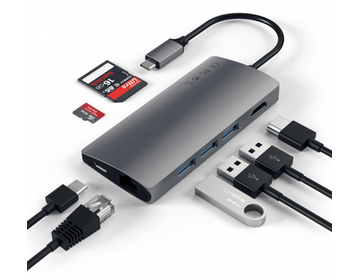 Satechi USB-C Multi-Port Adapter 4K Gigabit Ethernet V2 - Rymdgrå