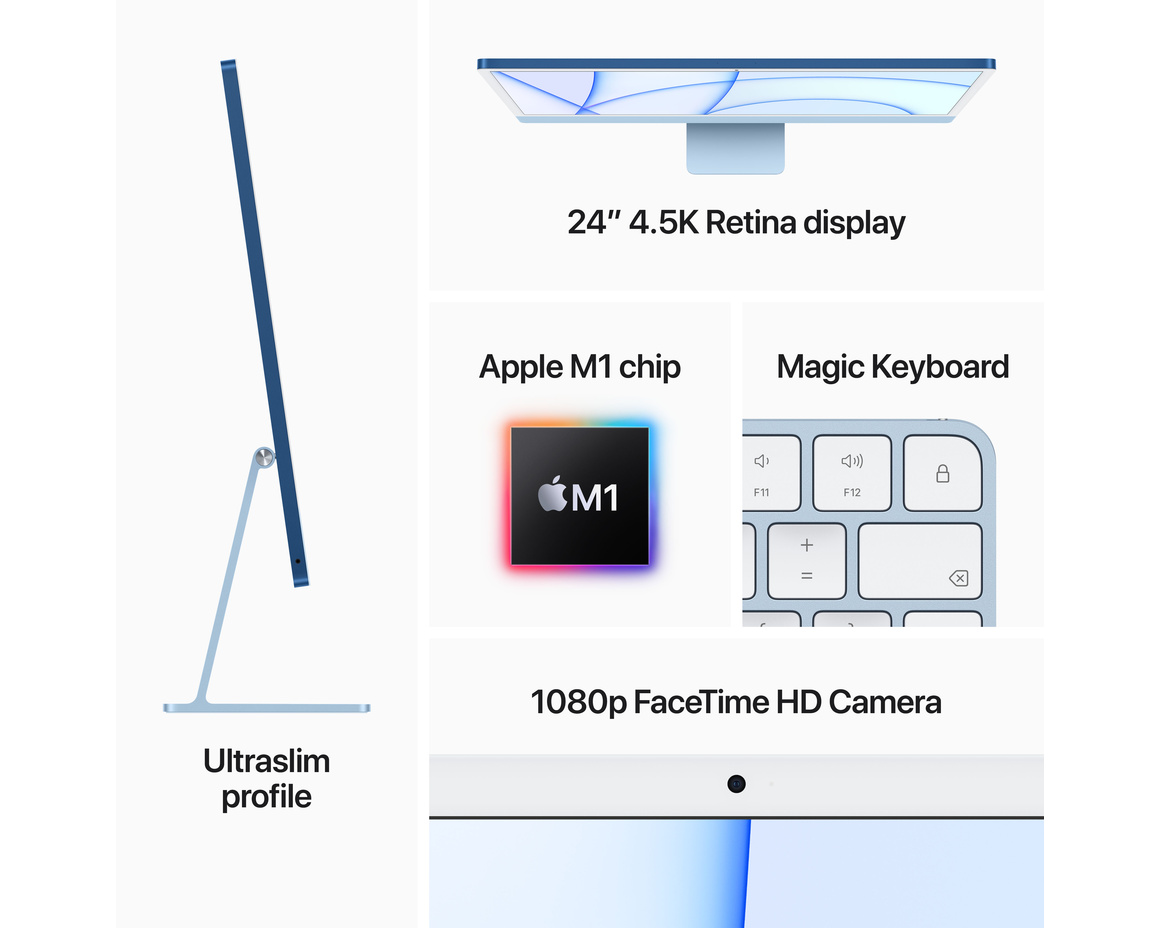 iMac 24 Retina 4.5K (2021) M1 8-core CPU, 7-core GPU/8GB/256GB SSD Grön
