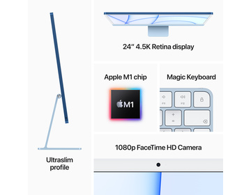 iMac 24 Retina 4.5K (2021) M1 8-core CPU, 7-core GPU/8GB/256GB SSD Blå
