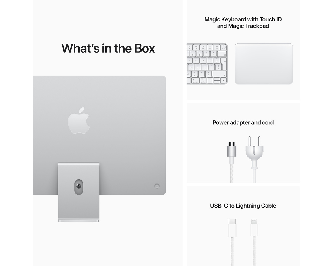 iMac 24 Retina 4.5K (2021) M1 8-core CPU, 8-core GPU/8GB/512GB SSD Silver