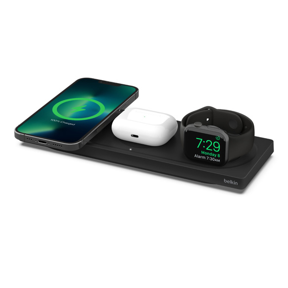 Belkin BoostCharge Pro 3-in-1 Wireless Charging Pad med MagSafe Svart