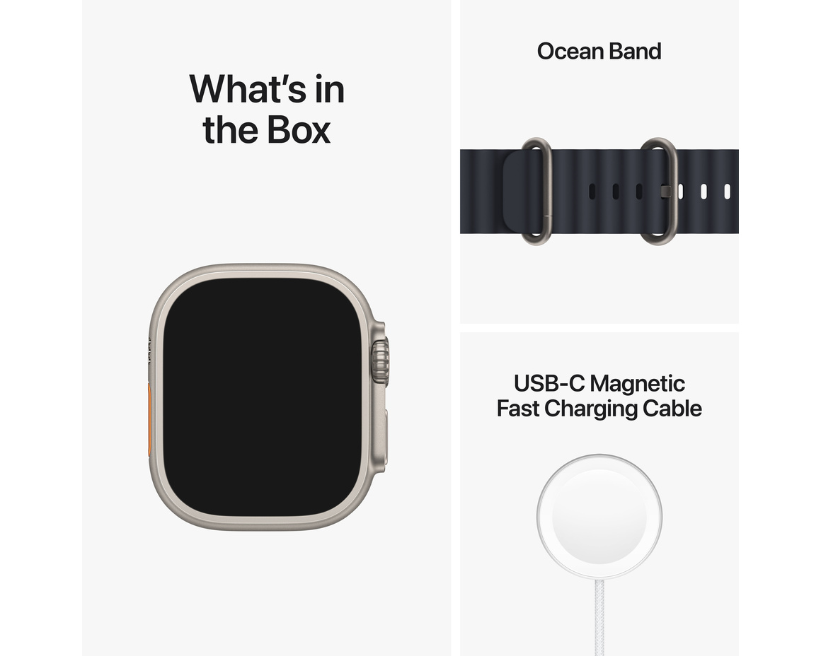 Apple Watch Ultra med Havsband Midnatt