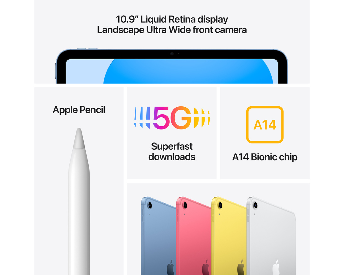 Apple iPad 10.9 (2022) Wifi + Cellular 64 GB Gul