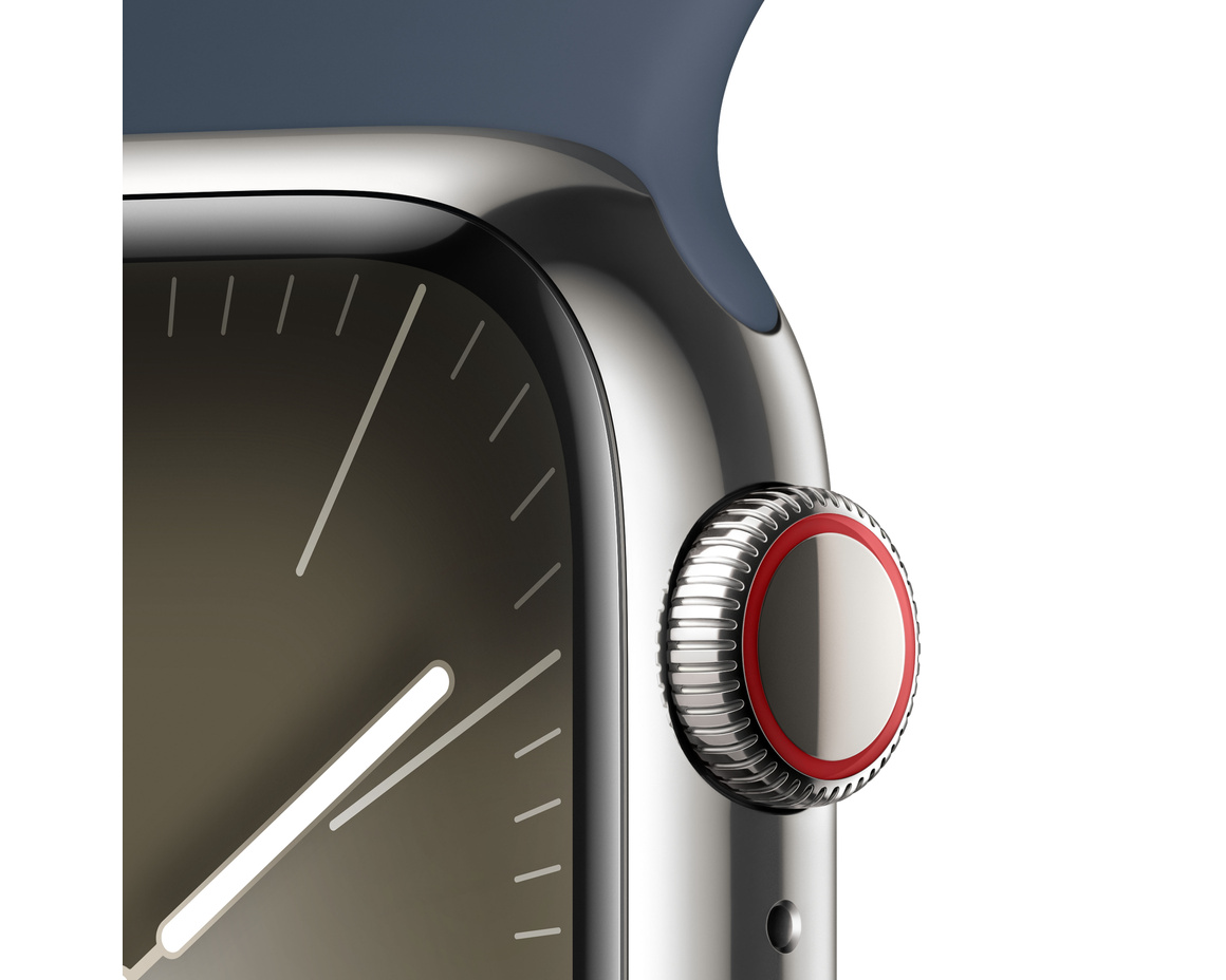 Apple Watch Series 9 Rostfri Stålboett Silver 45mm M/L