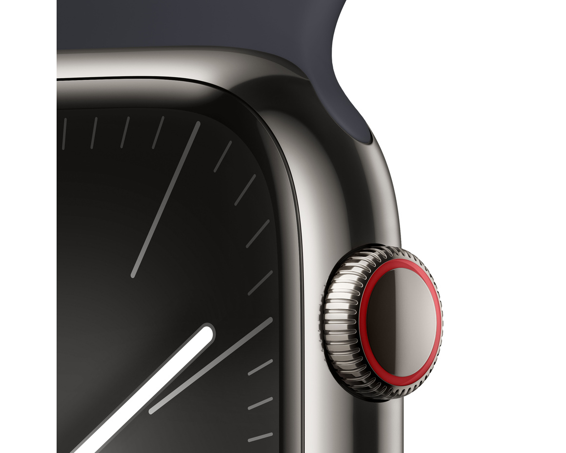 Apple Watch Series 9 Rostfri Stålboett Grafit 45mm S/M