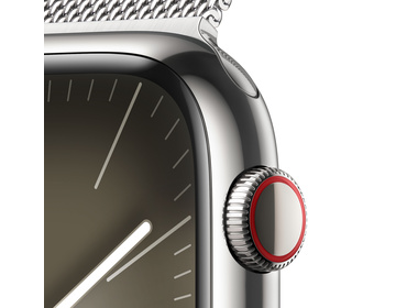 Apple Watch Series 9 Rostfri Stålboett med Milanesisk Loop Silver 45mm