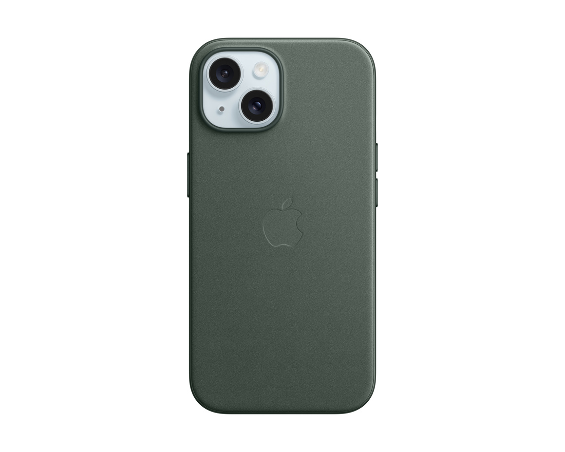 Apple iPhone 15 FineWoven-skal med MagSafe Vintergrön