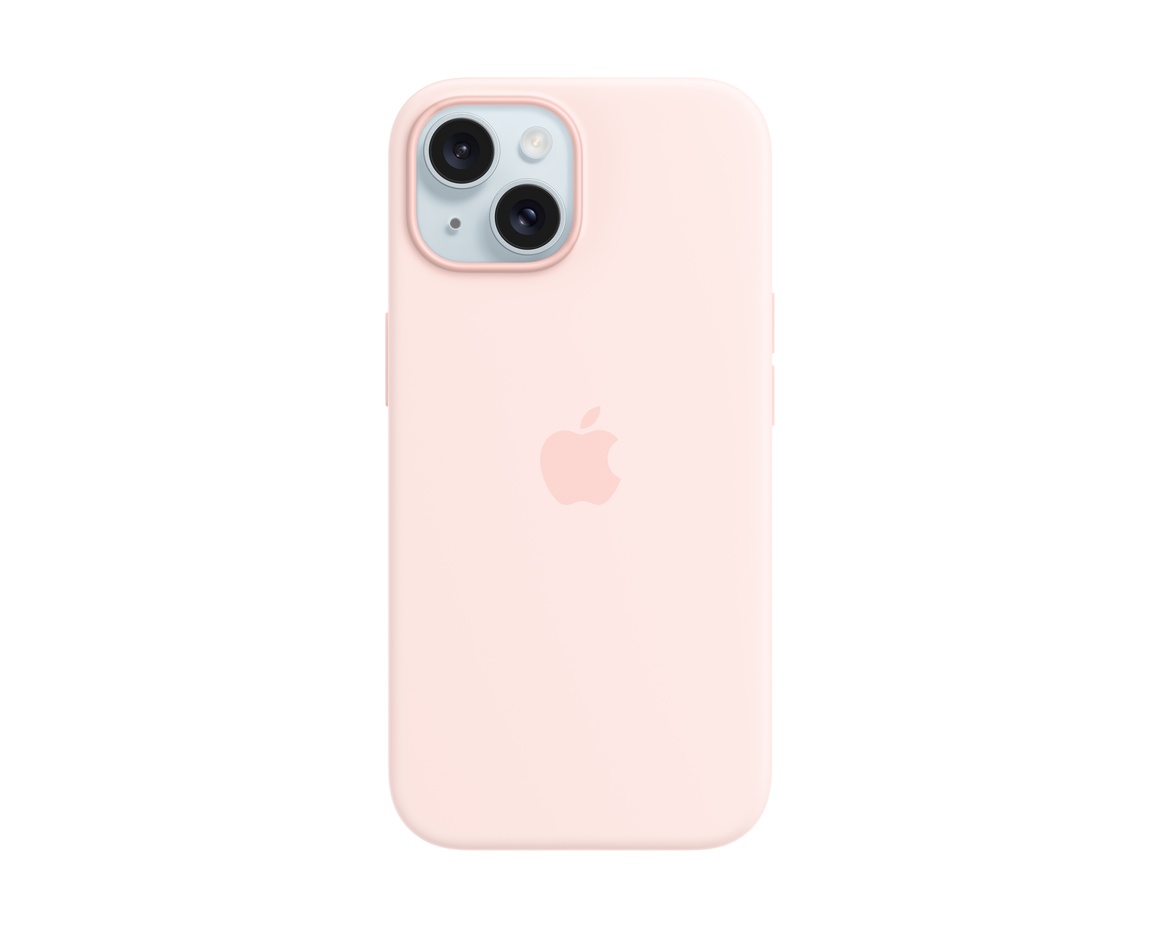 Apple iPhone 15 Silikonskal med MagSafe Ljusrosa
