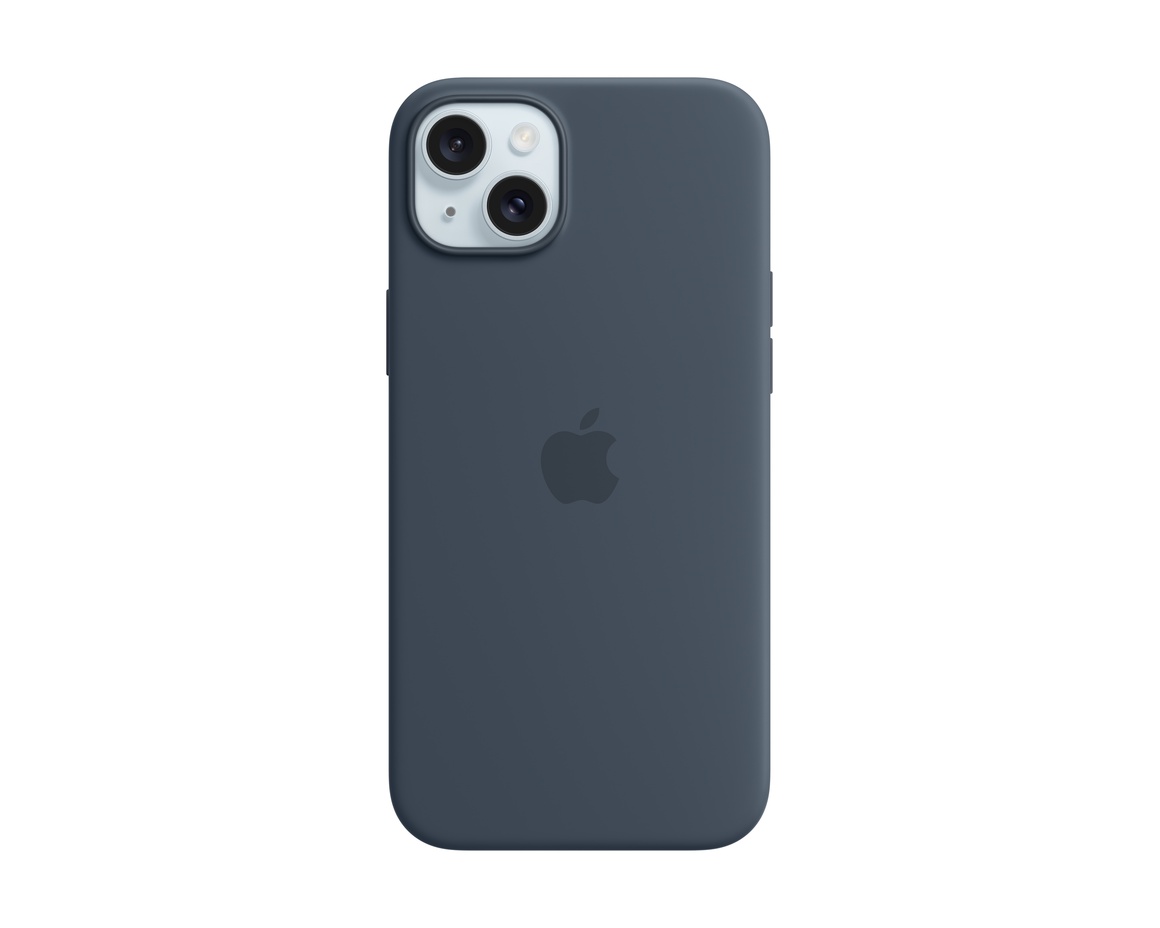 Apple iPhone 15 Plus Silikonskal med MagSafe Stormblå